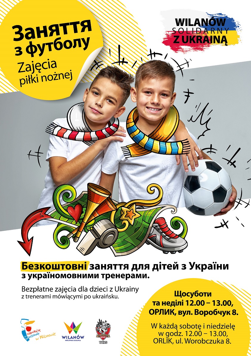 Dwóch chłopców w ukraińskim i polskim szaliku, wszystkie informacje w artykule. 